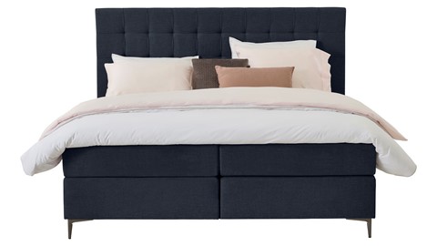 Boxspring Jade vlak met gestoffeerd matras, navy