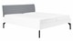 Bed Sky beuken met hoofdbord stof en poot metaal, wit stof basalt