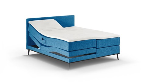Boxspring Viggo verstelbaar met gestoffeerd matras, towel blauw