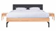 Bed Sky beuken met hoofdbord gecapitonneerd en poot metaal, beuk stof grijs