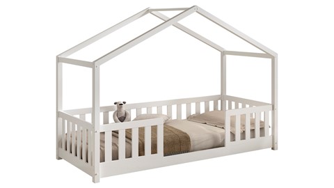Kajuitbed Dallas als huis met slaaplade, wit