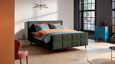 Kennis maken tand meloen Boxspring Attraktiv Trendik vlak met gestoffeerd matras | Beter Bed