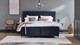 Boxspring Jade vlak met gestoffeerd matras, navy