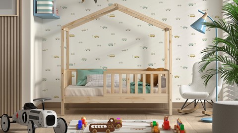 Huisbed Peuter Dallas, naturel