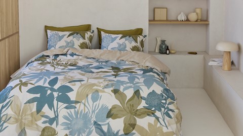 Dekbedovertrek Flori, blue