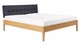 Bed Sky eiken met hoofdbord gecapitonneerd en poot hout, honing stof grijs