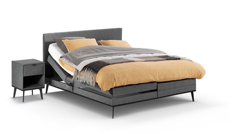 Boxspring Viggo verstelbaar met Silver Pocket Deluxe Foam matras, towel antraciet