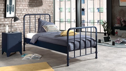 Bed Bronxx met nachtkast, blue