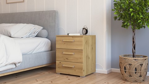 Nachtkast Elba met 3 laden, alpine wit