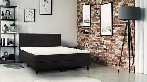 Boxspring Invito vlak met gestoffeerd matras, zwart