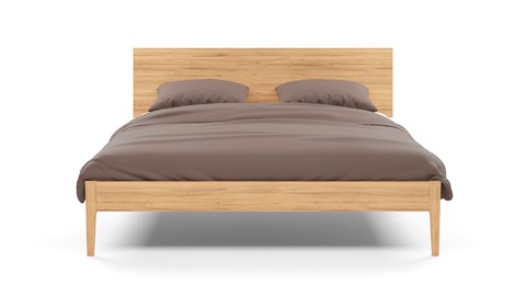Bed Sky met lattenbodems Bossflex 400 en B Bright Gold Coolmax matrassen, eiken honing