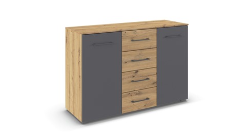 Commode Birmingham met 2 deuren en 4 laden, Artisan Eiken