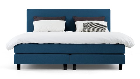 Boxspring Cisano vlak met gestoffeerd matras, blauw