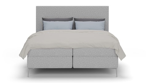Boxspring Emerald linen touch vlak met gestoffeerd matras, light grey