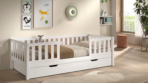 Kajuitbed Dallas met slaaplade en uitvalbeveiliging, wit