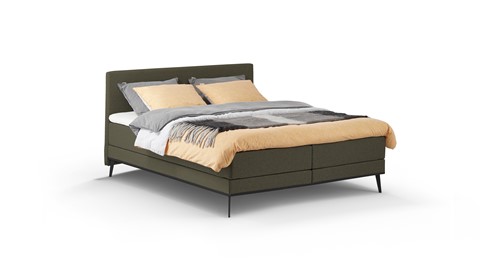 Boxspring Viggo vlak met gestoffeerd matras, adore groen