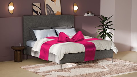 Boxspring Emerald met Gold 300 Foam matras, dark grey