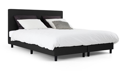 Boxspring Cisano vlak met Easy Pocket matras, zwart