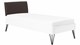 Bed Sky beuken met hoofdbord stof en poot driehoek, wit lederlook grijs