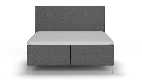 Boxspring Emerald linen touch vlak met gestoffeerd matras, dark grey
