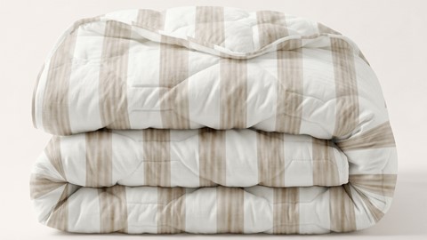 HappyBed Stripes Melange - dekbed zonder overtrek, beige+wit