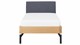 Bed Sky eiken met hoofdbord stof en poot metaal, honing stof grijs