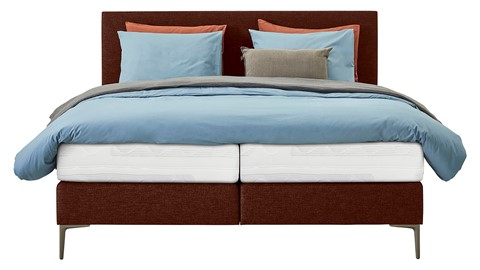 Boxspring Emerald vlak met Silver Pocket Deluxe Foam matras, copper