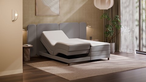 Elektrische boxspring Ridge - Wool look, light grey