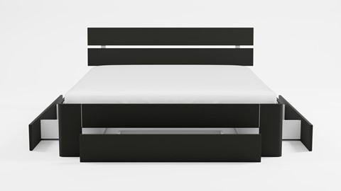 Bed Fresh 500 met hoofdbord en 3 opbergladen, zwart