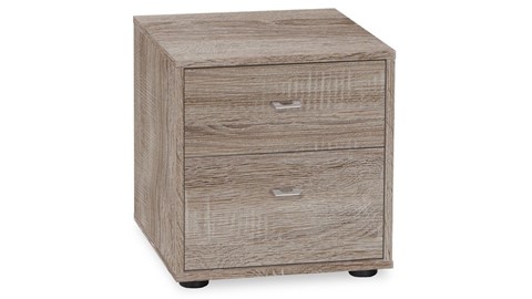 Nachtkast Tokio met 2 laden greep Chroom, truffel eiken/truffel eiken