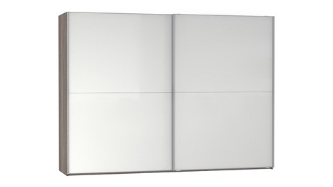Schuifdeurkast Motion, truffel eiken/glas wit