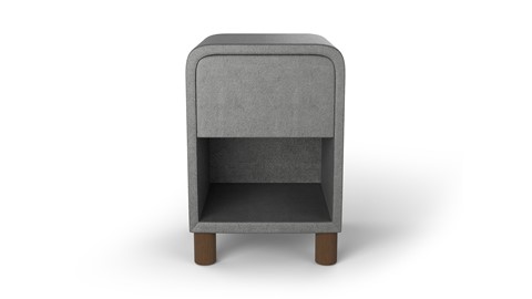 Nachtkast rond B Bright met 1 lade en poten, dark grey