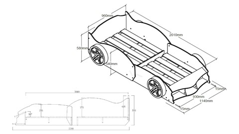 Bed Max raceauto, rood