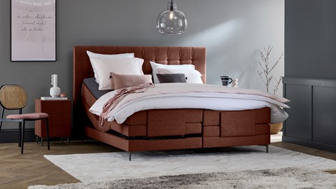 Boxspring Jade verstelbaar met gestoffeerd matras, copper