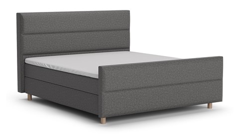 Boxspring Mica linen touch vlak met gestoffeerd matras, dark grey