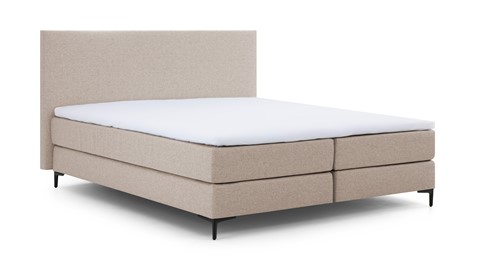 Boxspring Emerald vlak met gestoffeerd matras, beige