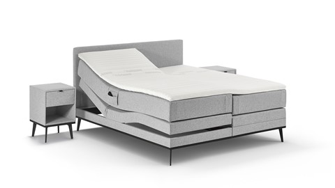 Boxspring Viggo verstelbaar met gestoffeerd matras, towel grijs