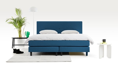 Boxspring Invito vlak met gestoffeerd matras, blauw