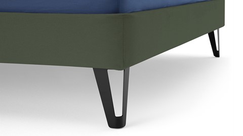 Bed Bädd Forma met Bossflex 400 vlak en gestoffeerd matras, etna green