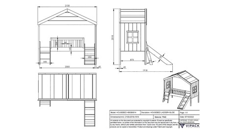 Halfhoogslaper HuisBed met glijbaan, wit