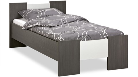 Bed Woody, donkergrijs/aluminium