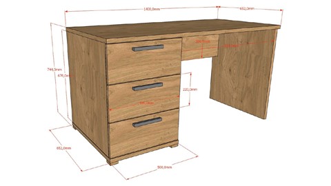 Kinderkamer Sam met bed, nachtkast, bureau en 3 deurs draaideurkast, eik