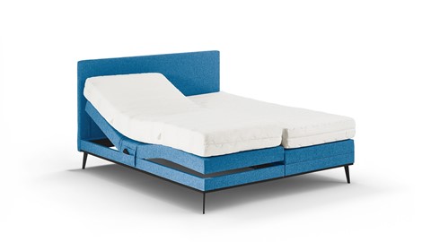 Boxspring Viggo verstelbaar met Silver Pocket Deluxe Foam matras, towel blauw