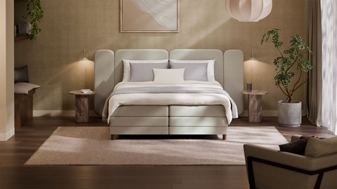 Elektrische boxspring Ridge - Wool look, natural