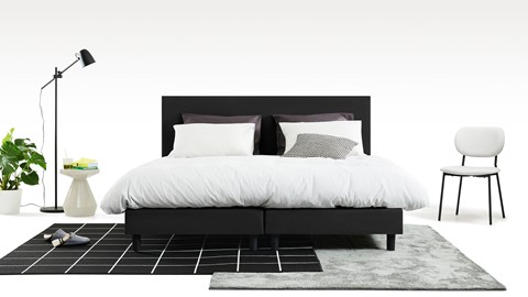 Boxspring Cisano vlak met Easy Pocket matras, zwart