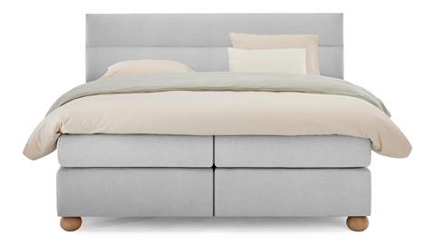 Boxspring Solid Lina vlak met gestoffeerd matras, light grey