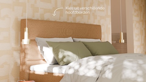 Boxspring Mica soft touch verstelbaar met gestoffeerd matras, mocha mousse