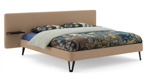 Bed Bädd Forma met Bossflex 400 vlak en gestoffeerd matras, etna caramel