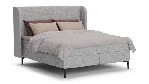 Boxspring Ivory linen touch vlak met gestoffeerd matras, light grey