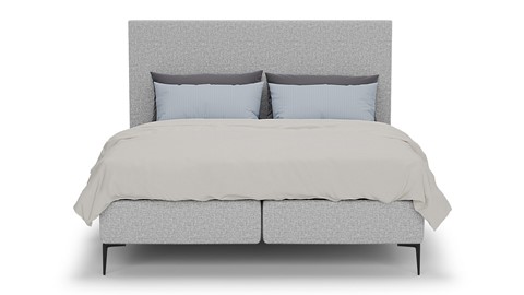 Boxspring Emerald met Silver Pocket Deluxe Foam matras, light grey